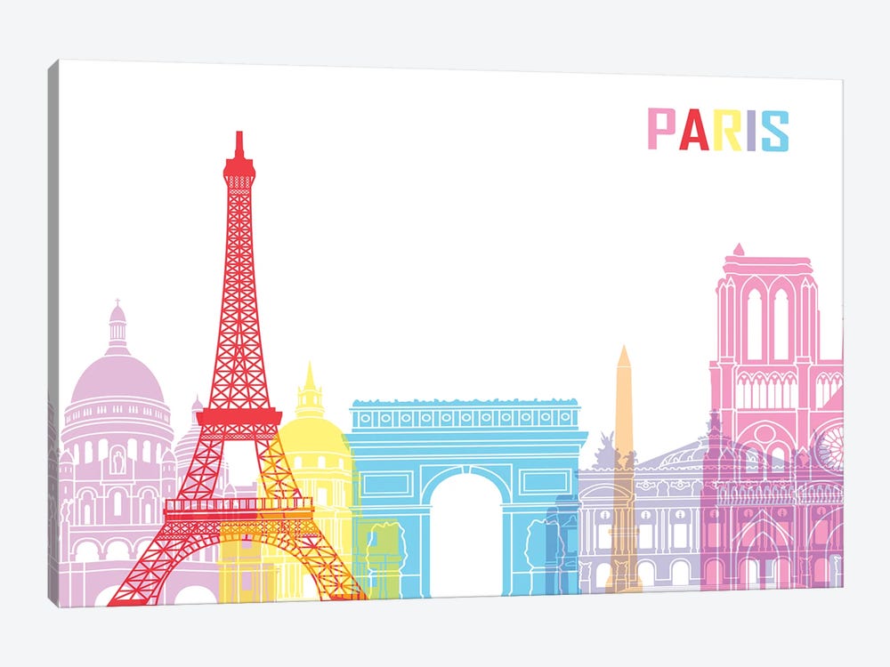 Paris Skyline Pop by Paul Rommer 1-piece Canvas Art Print