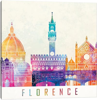 Florence Landmarks Watercolor Poster Canvas Art Print - Florence Art