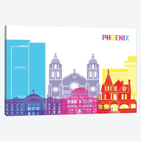Phoenix Skyline Pop Canvas Print #PUR2481} by Paul Rommer Canvas Wall Art