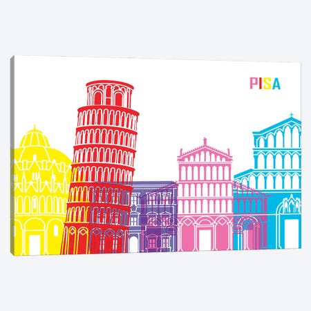 Pisa Skyline Pop Canvas Print #PUR2482} by Paul Rommer Canvas Wall Art
