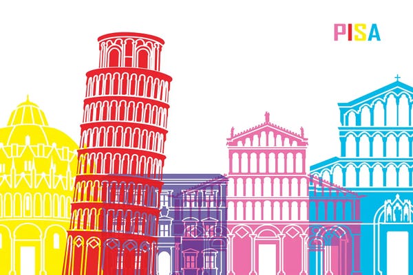 Leaning Tower Of Pisa: Pisa Skyline Pop by Paul Rommer