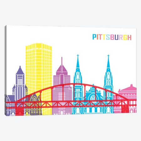 Pittsburgh II Skyline Pop Canvas Print #PUR2483} by Paul Rommer Canvas Wall Art