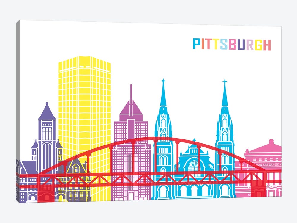 Pittsburgh II Skyline Pop by Paul Rommer 1-piece Canvas Art