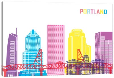 Portland II Skyline Pop Canvas Art Print - Portland Art