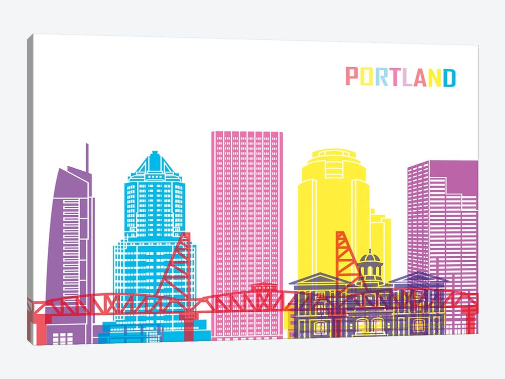 Portland II Skyline Pop by Paul Rommer 1-piece Canvas Wall Art