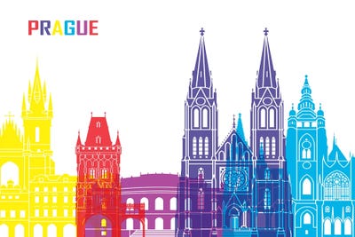 Prague Skyline Pop by Paul Rommer canvas print