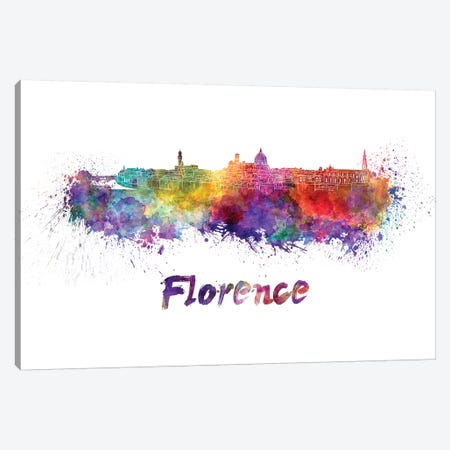 Florence Skyline In Watercolor Canvas Print #PUR248} by Paul Rommer Canvas Wall Art