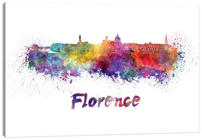 Florence Skyline In Watercolor Canvas Art Print - Florence Art