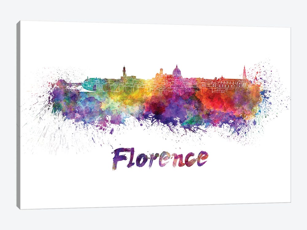 Florence Skyline In Watercolor by Paul Rommer 1-piece Canvas Wall Art