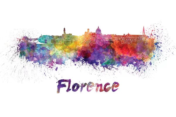 Florence: Florence Skyline In Watercolor by Paul Rommer