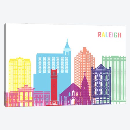 Raleigh II Skyline Pop Canvas Print #PUR2493} by Paul Rommer Canvas Art Print