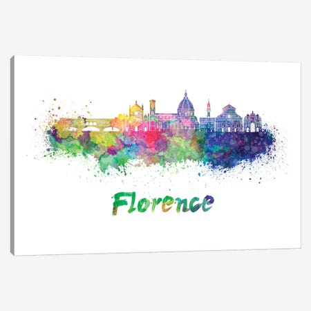 Florence Skyline In Watercolor II Canvas Print #PUR249} by Paul Rommer Canvas Artwork