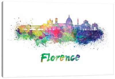 Florence Skyline In Watercolor II Canvas Art Print - Florence Art