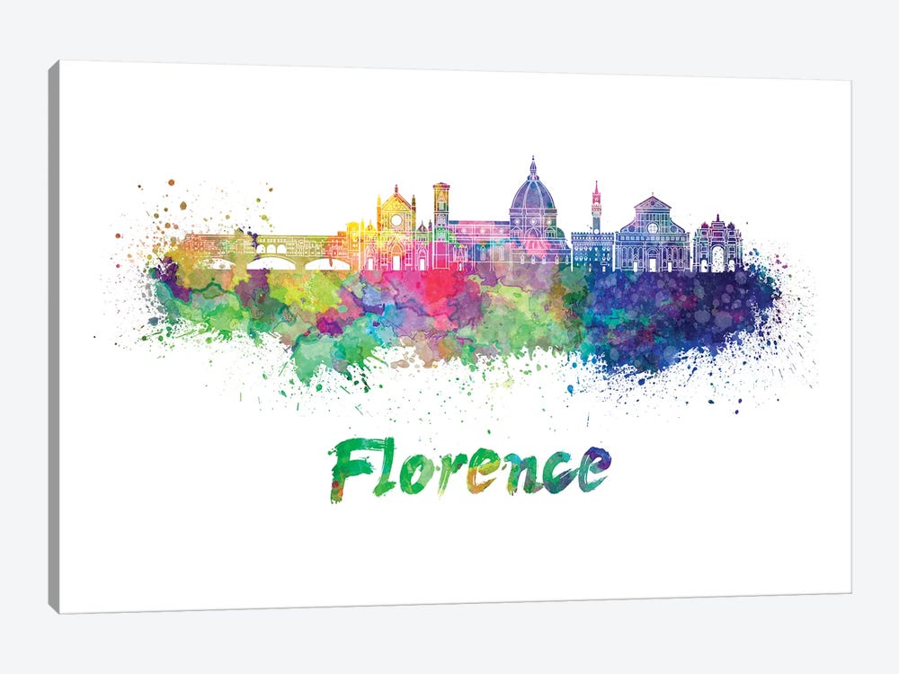 Florence Skyline In Watercolor II by Paul Rommer 1-piece Canvas Art Print