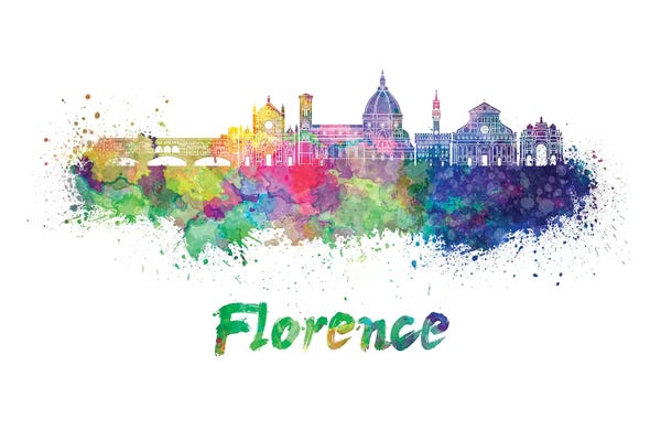 Florence: Florence Skyline In Watercolor II by Paul Rommer