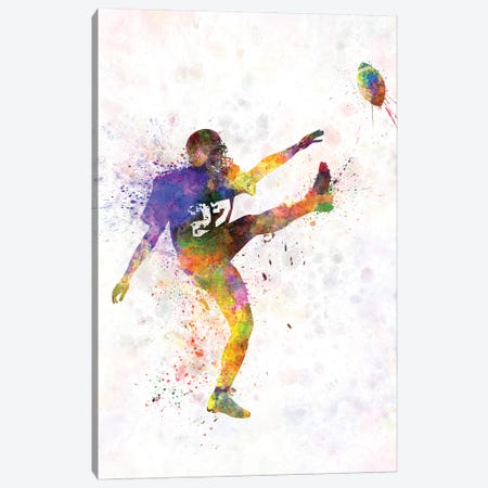 American Football Player Kicker Kicking Canvas Print #PUR24} by Paul Rommer Canvas Art Print