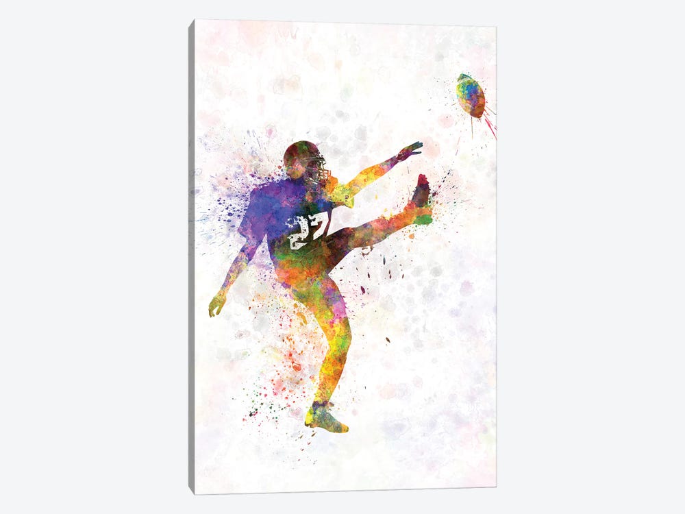 American Football Player Kicker Kicking by Paul Rommer 1-piece Canvas Art