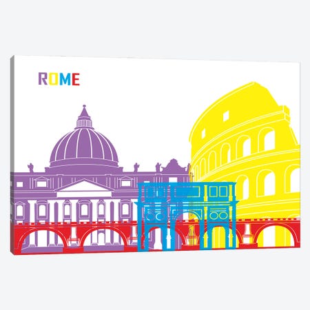 Rome Skyline Pop Canvas Print #PUR2505} by Paul Rommer Canvas Artwork