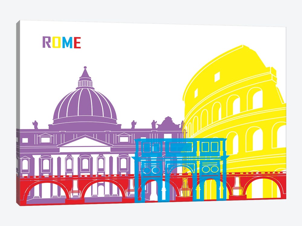 Rome Skyline Pop by Paul Rommer 1-piece Canvas Art Print