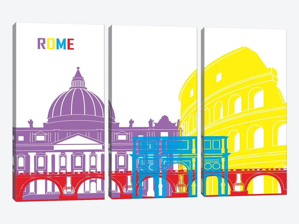 Rome Skyline Pop by Paul Rommer 3-piece Art Print