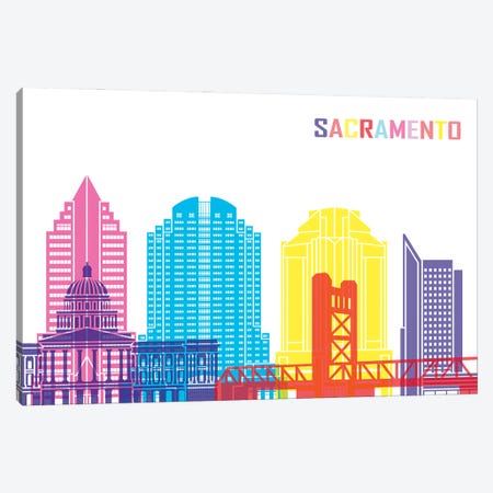 Sacramento II Skyline Pop Canvas Print #PUR2507} by Paul Rommer Canvas Art
