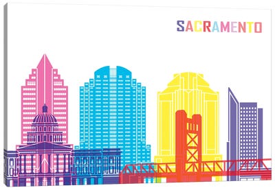 Sacramento II Skyline Pop Canvas Art Print - Sacramento Art