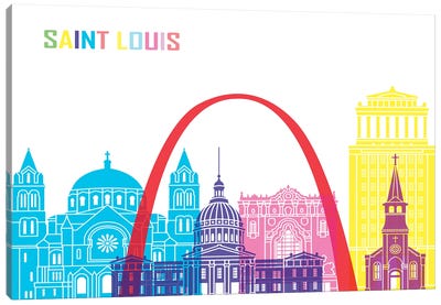 Saint Louis Skyline Pop Canvas Art Print - The Gateway Arch