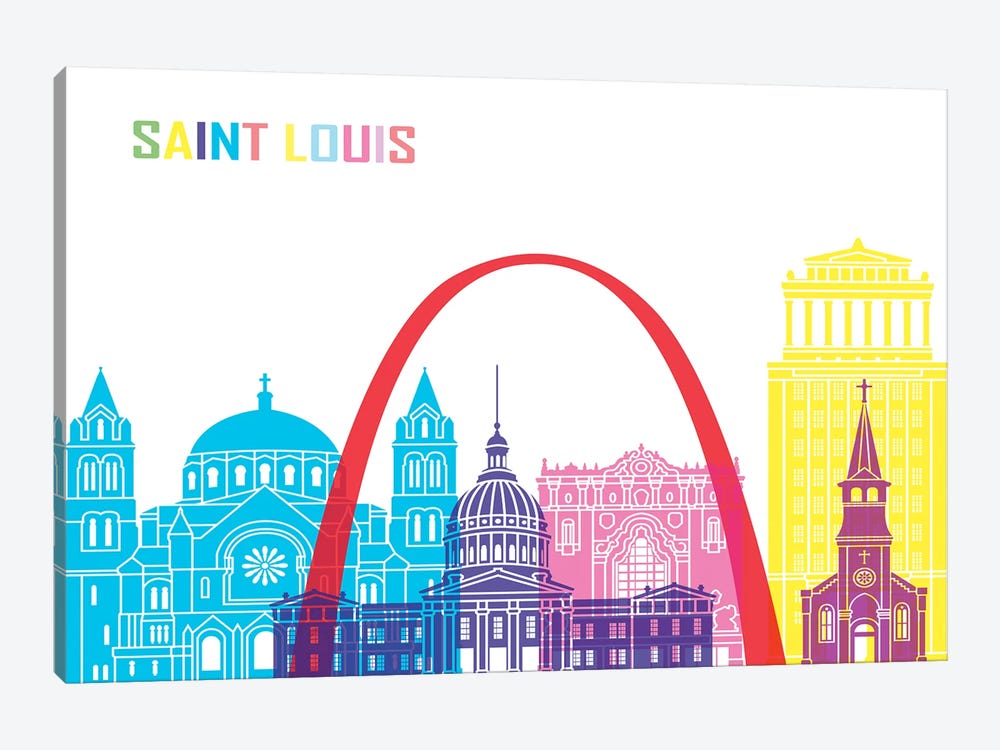 Saint Louis Skyline Pop by Paul Rommer 1-piece Canvas Art Print