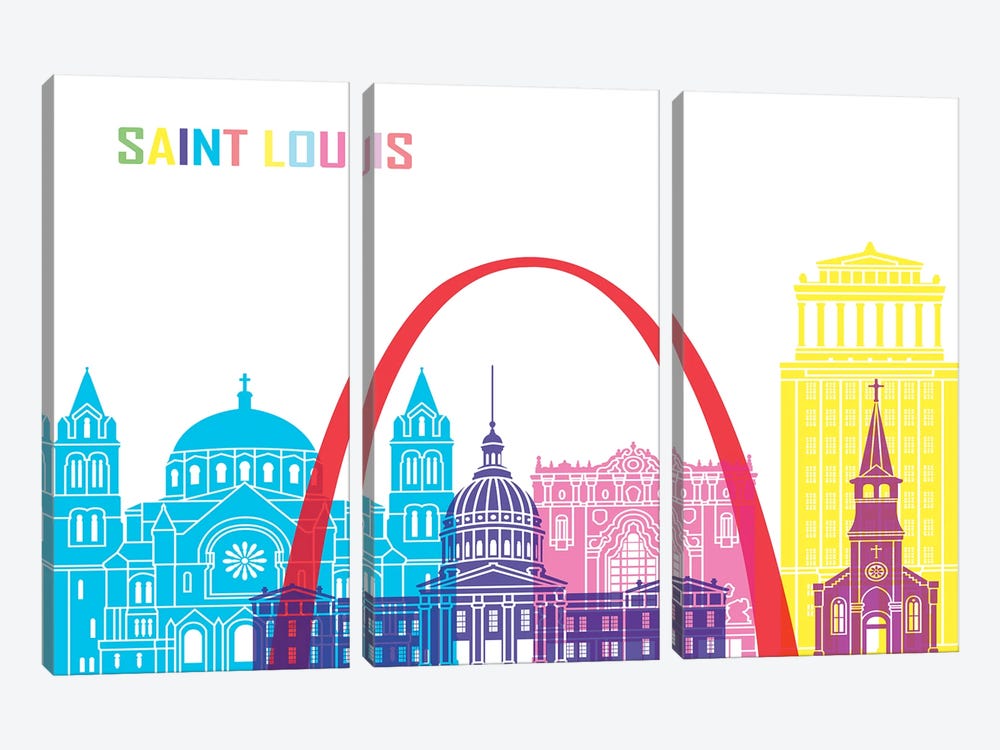 Saint Louis Skyline Pop by Paul Rommer 3-piece Art Print