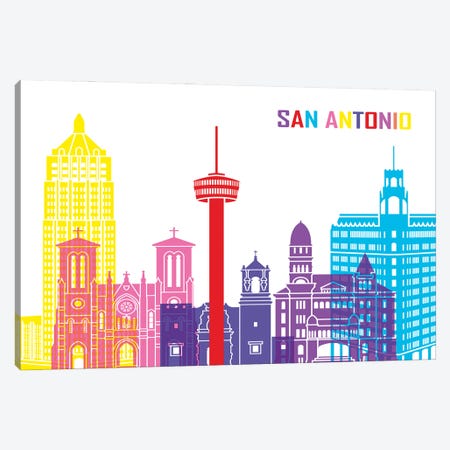San Antonio Skyline Pop Canvas Print #PUR2513} by Paul Rommer Canvas Art