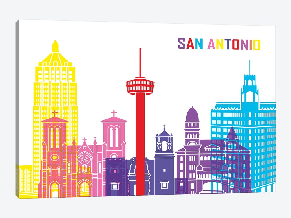 San Antonio Skyline Pop by Paul Rommer 1-piece Canvas Wall Art