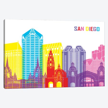 San Diego Skyline Pop Canvas Print #PUR2514} by Paul Rommer Canvas Print