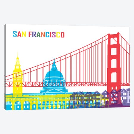 San Francisco Skyline Pop Canvas Print #PUR2515} by Paul Rommer Canvas Art Print