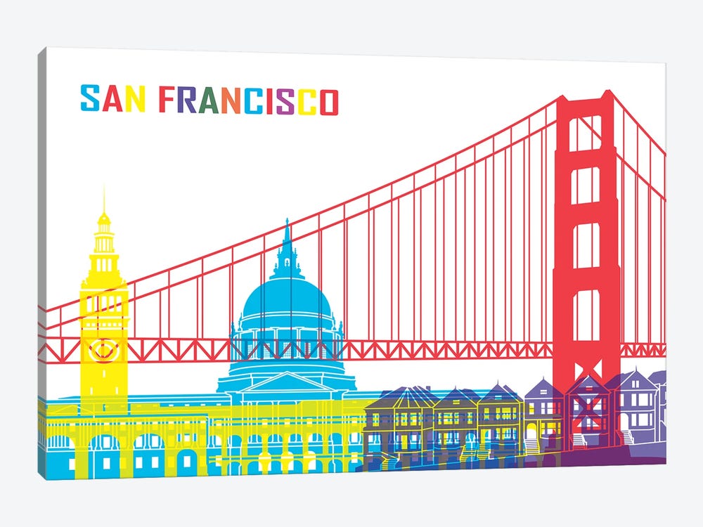 San Francisco Skyline Pop by Paul Rommer 1-piece Canvas Artwork