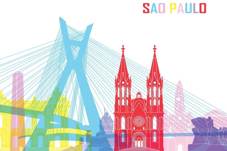 Sao Paulo Skyline Pop by Paul Rommer wall art