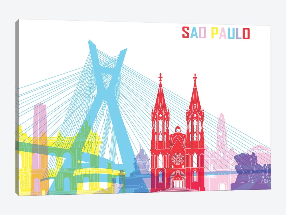 Sao Paulo Skyline Pop by Paul Rommer 1-piece Canvas Artwork