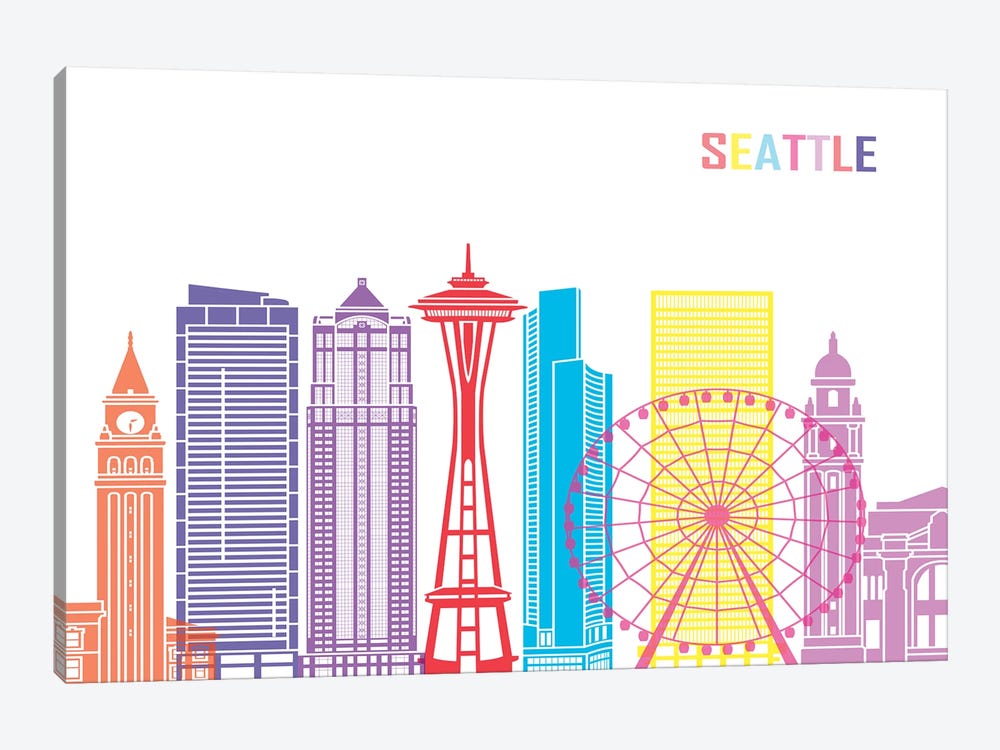 Seattle II Skyline Pop by Paul Rommer 1-piece Art Print