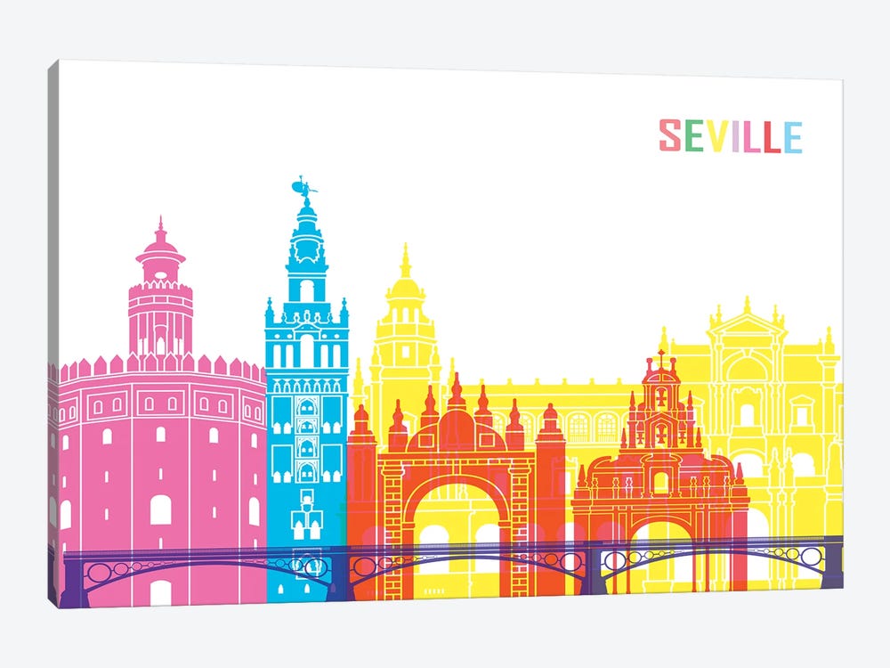 Seville II Skyline Pop by Paul Rommer 1-piece Canvas Art