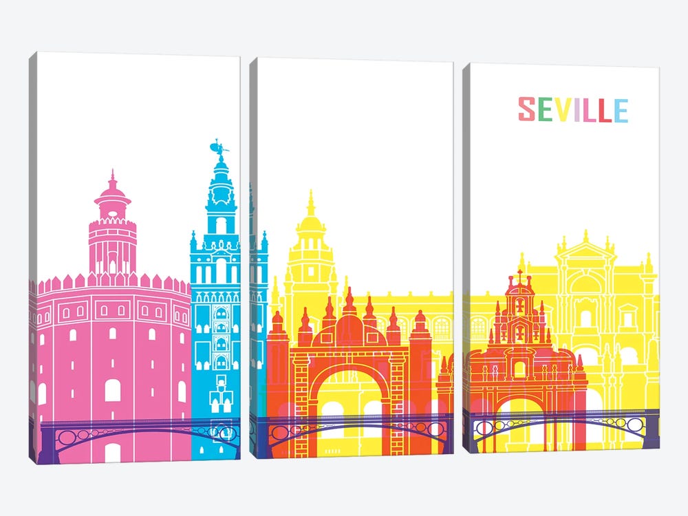 Seville II Skyline Pop by Paul Rommer 3-piece Canvas Artwork