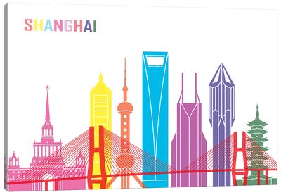 Shanghai II Skyline Pop Canvas Art Print - China Art