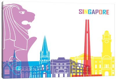 Singapore Skyline Pop Canvas Art Print