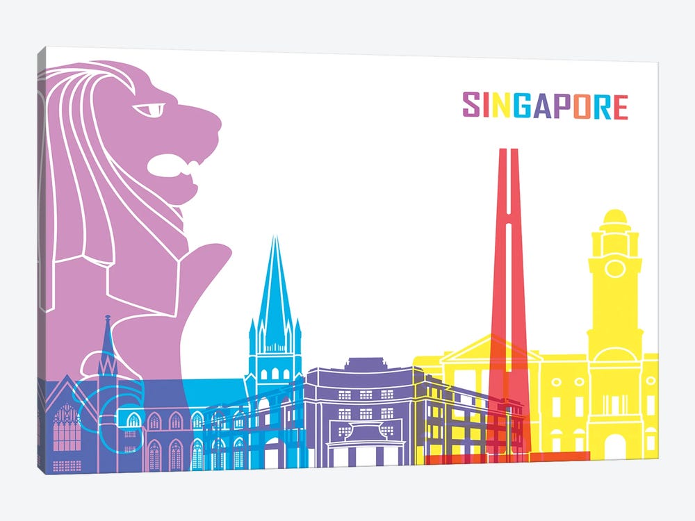 Singapore Skyline Pop by Paul Rommer 1-piece Canvas Art
