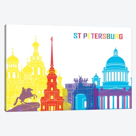 St Petersburg Skyline Pop Canvas Print #PUR2529} by Paul Rommer Canvas Art Print