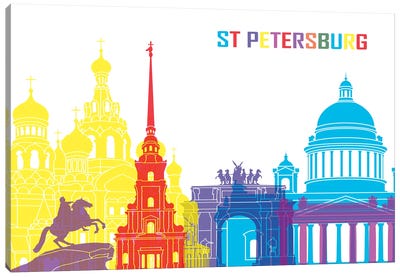 St Petersburg Skyline Pop Canvas Art Print - Saint Petersburg