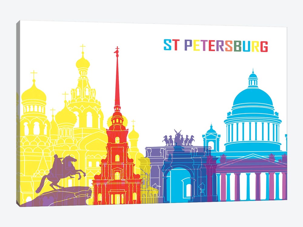 St Petersburg Skyline Pop by Paul Rommer 1-piece Art Print