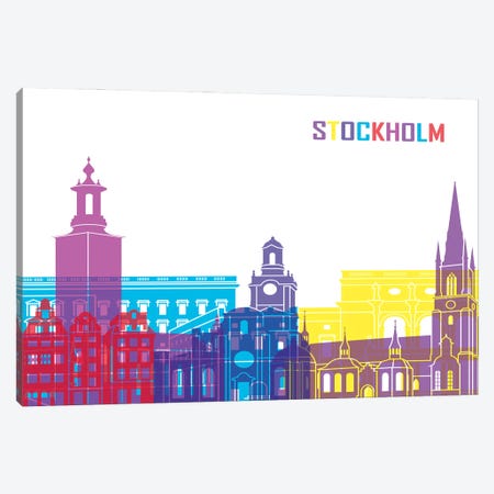 Stockholm Skyline Pop Canvas Print #PUR2530} by Paul Rommer Canvas Art