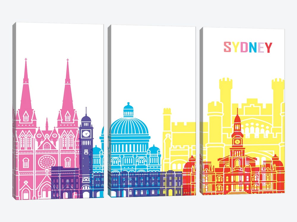 Sydney IIi Skyline Pop by Paul Rommer 3-piece Canvas Art Print