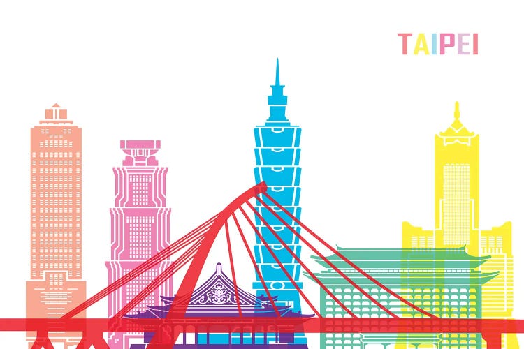 Taipei Skyline Pop by Paul Rommer wall art