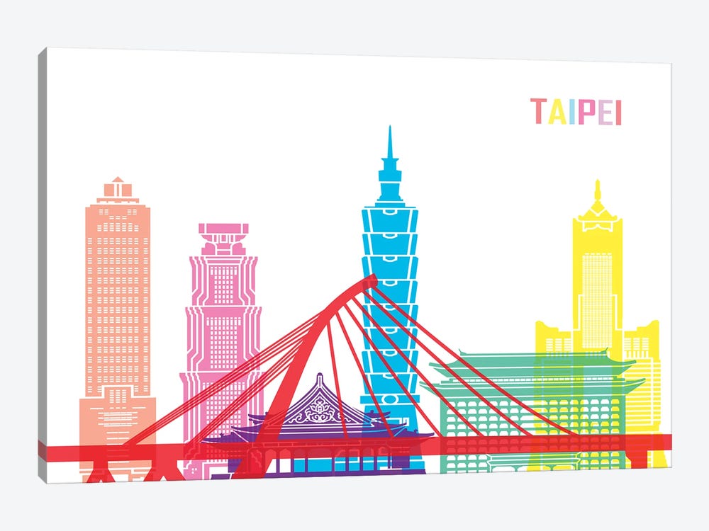 Taipei Skyline Pop by Paul Rommer 1-piece Canvas Art