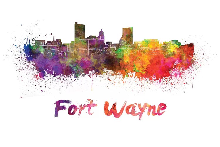 Fort Wayne Skyline In Watercolor